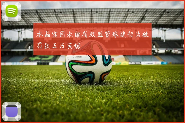 水晶宫因未能有效监管球迷行为被罚款五万英镑